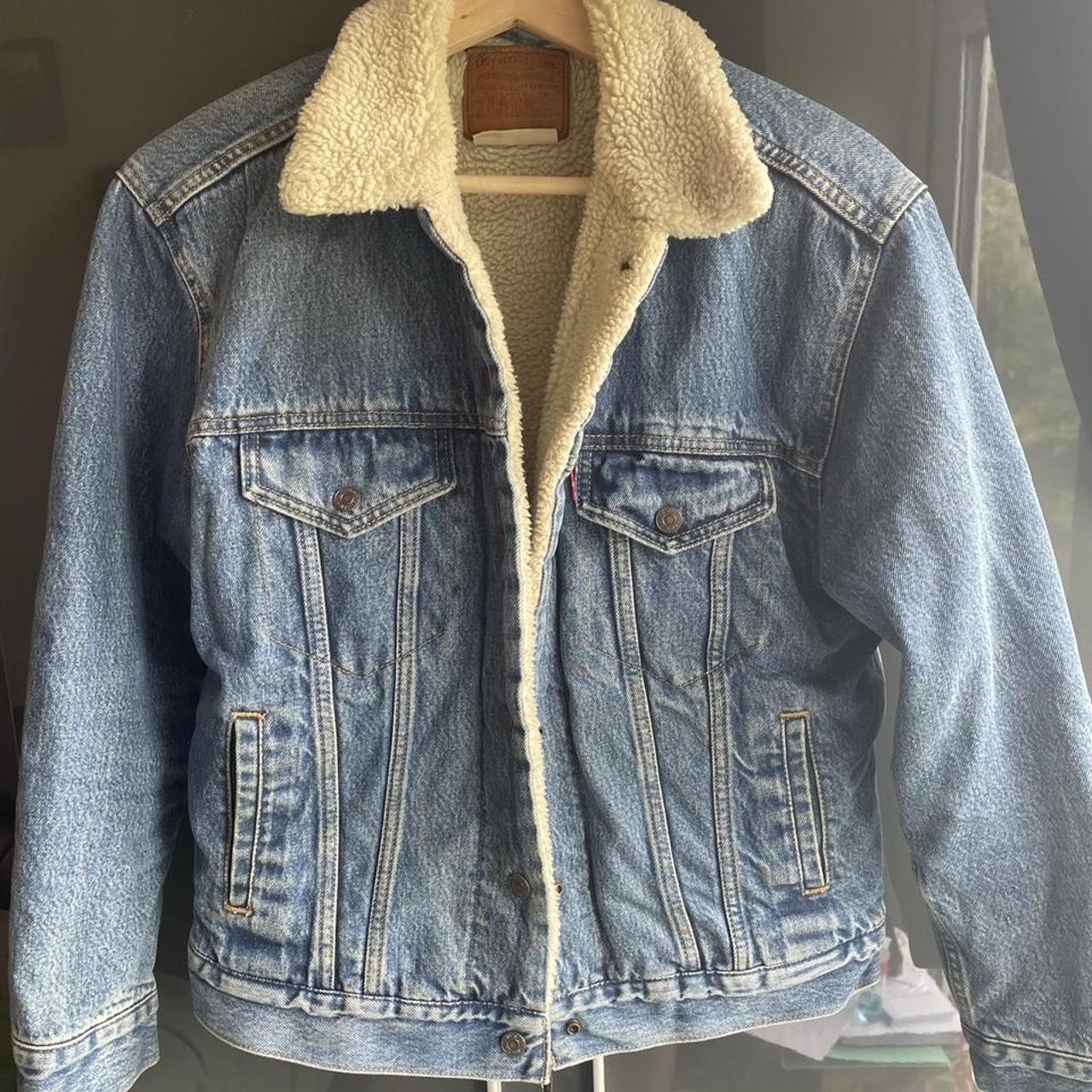 Levi’s Sherpa denim jacket size S. Bought for £70... - Depop