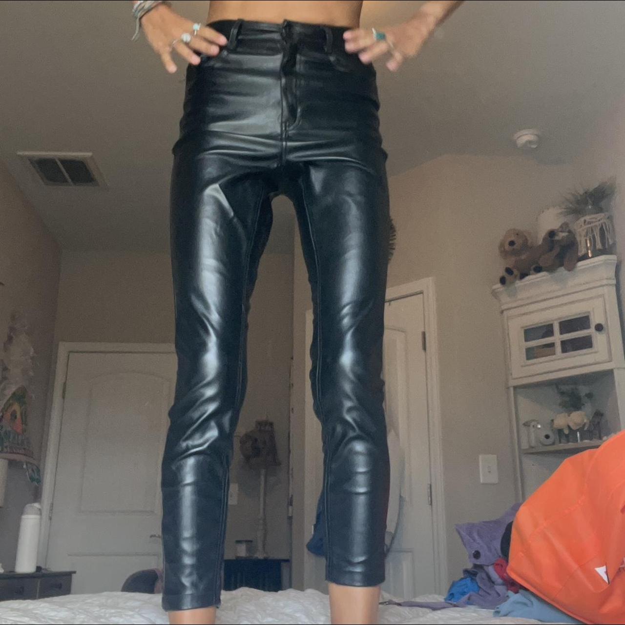 Misguided Petite black leather pants US:... - Depop