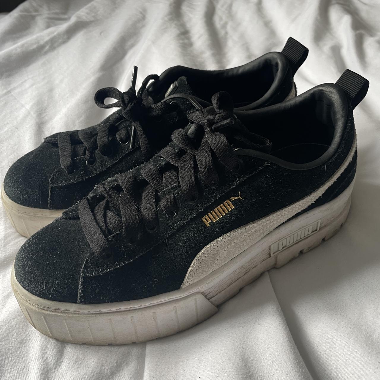 Puma Mayze Platform Trainers in Black Size uk 6 - Depop