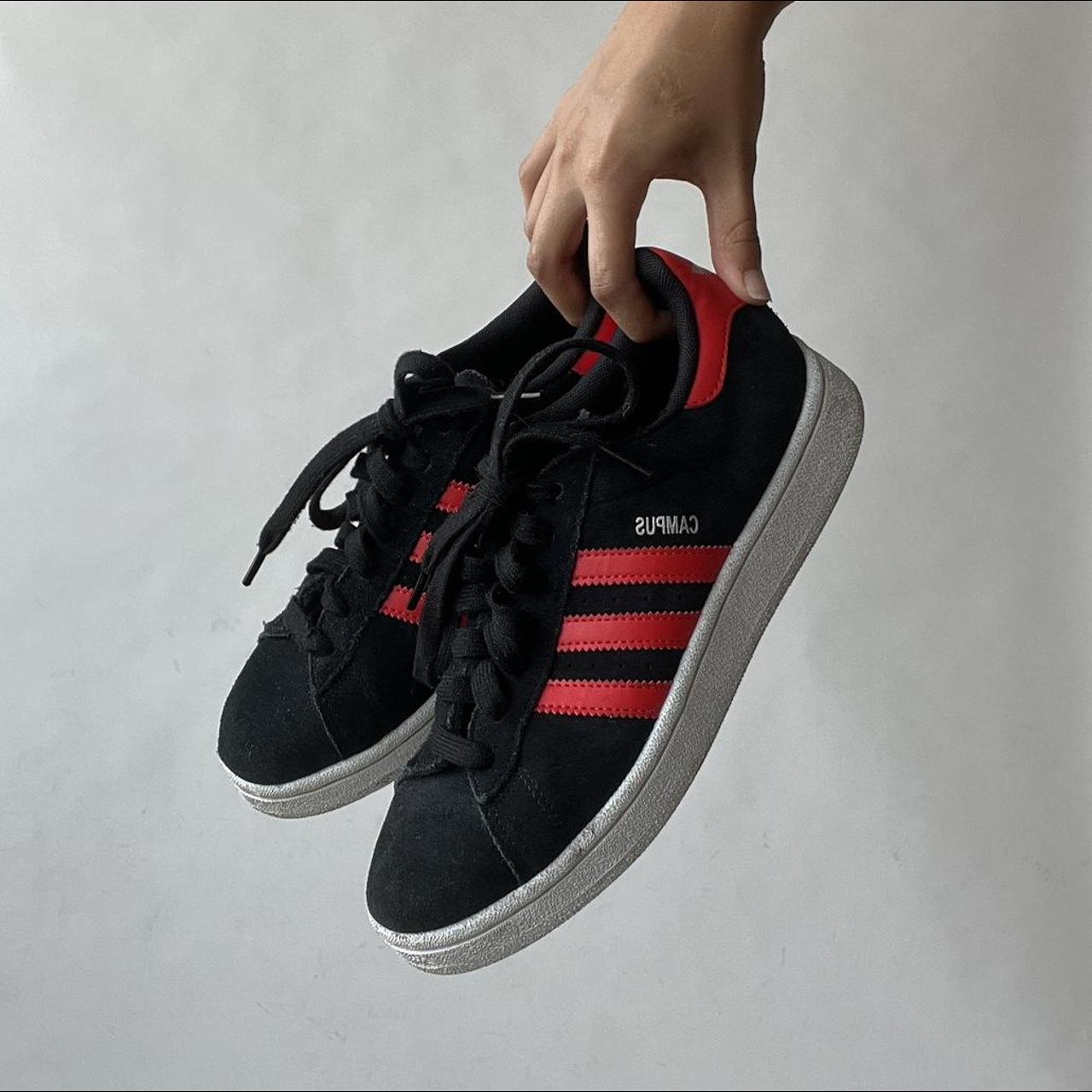 Turbulens Hates Tolkning Adidas Campus black and red color way. Flaw of... - Depop