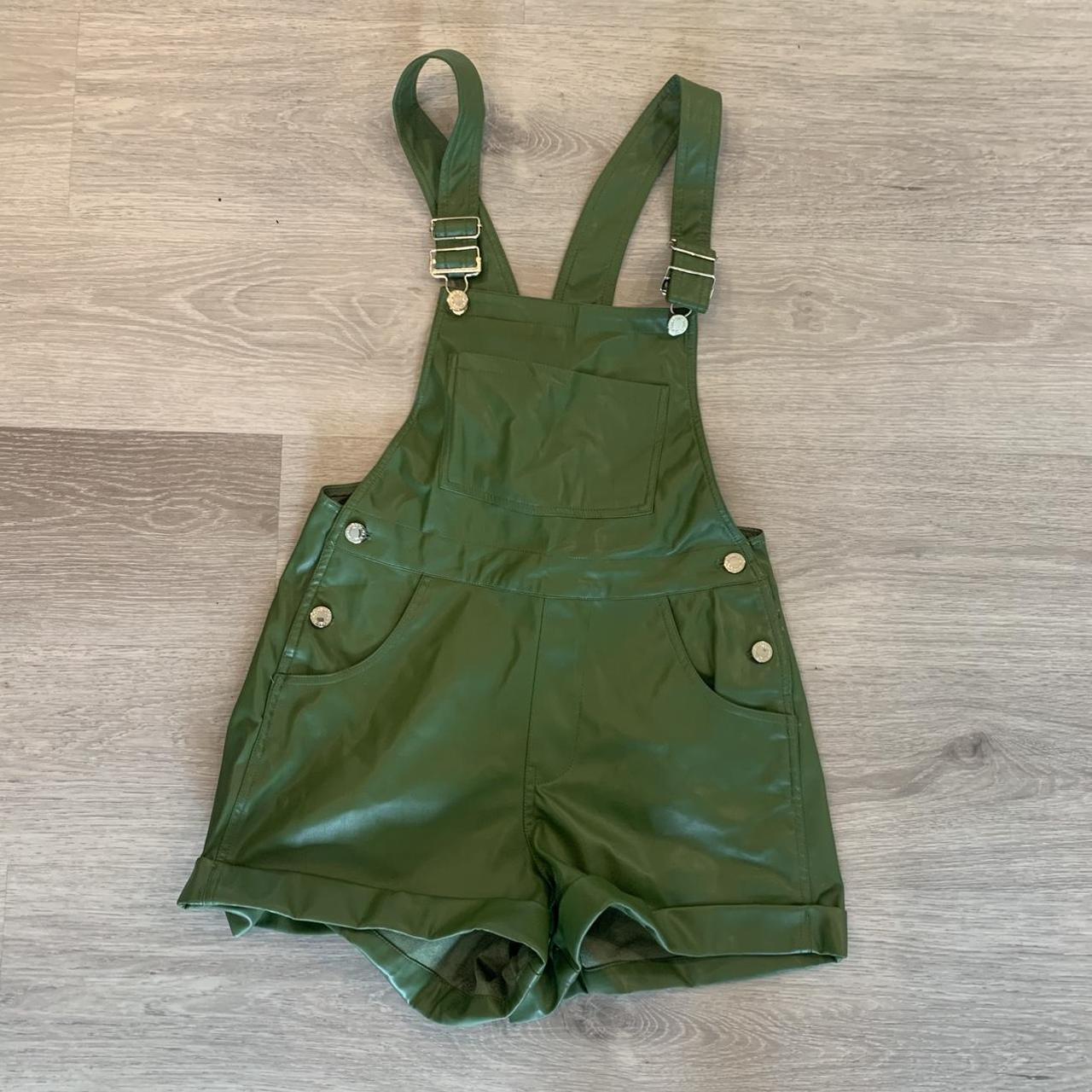 Green Leather Overalls. Absolutely love this color!... Depop