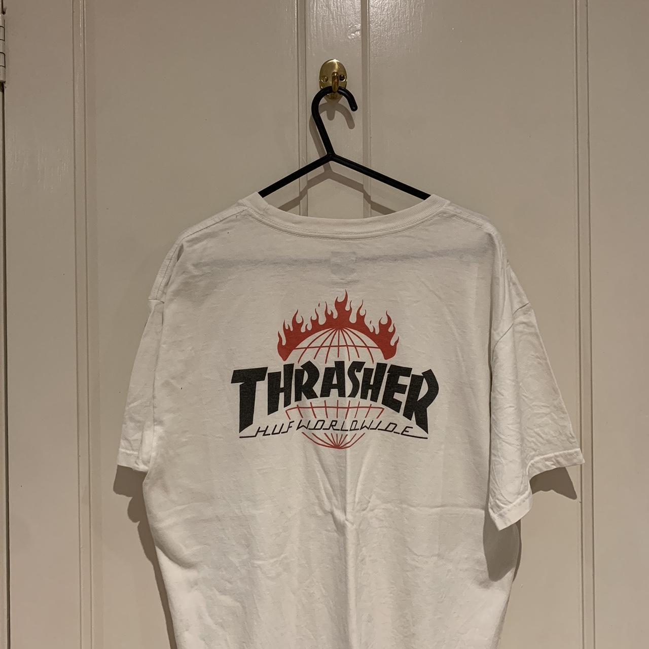 Thrasher X HUF tee. Such a cool retro design... - Depop