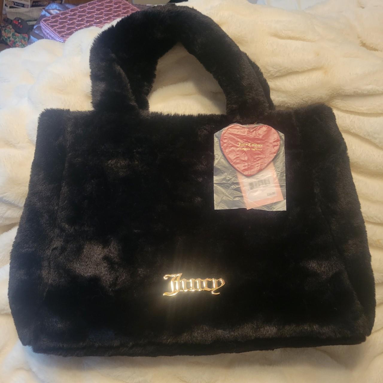 Cheapest Juicy Couture black tote, wristlet & red heart keychain NEW