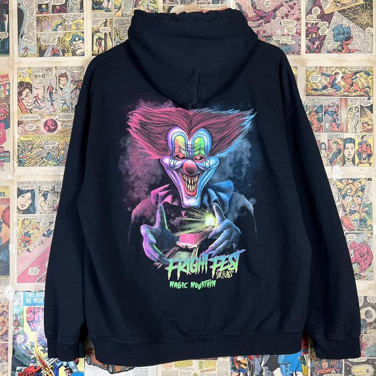 Six Flags Fright Fest Merchandise
 Essential Black Six Flags Fright Fest Clown Hoo Depop