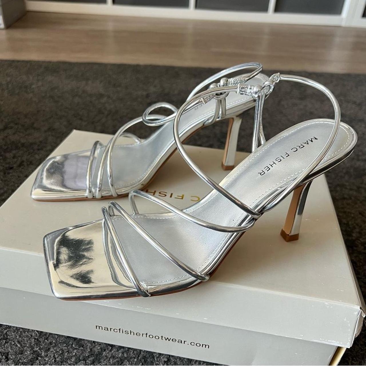 Marc Fisher Women's Silver Sandals | Depop