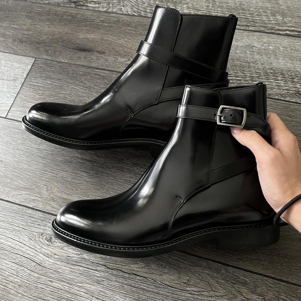 Beautiful stunning YSL army boots in black leather.... Depop