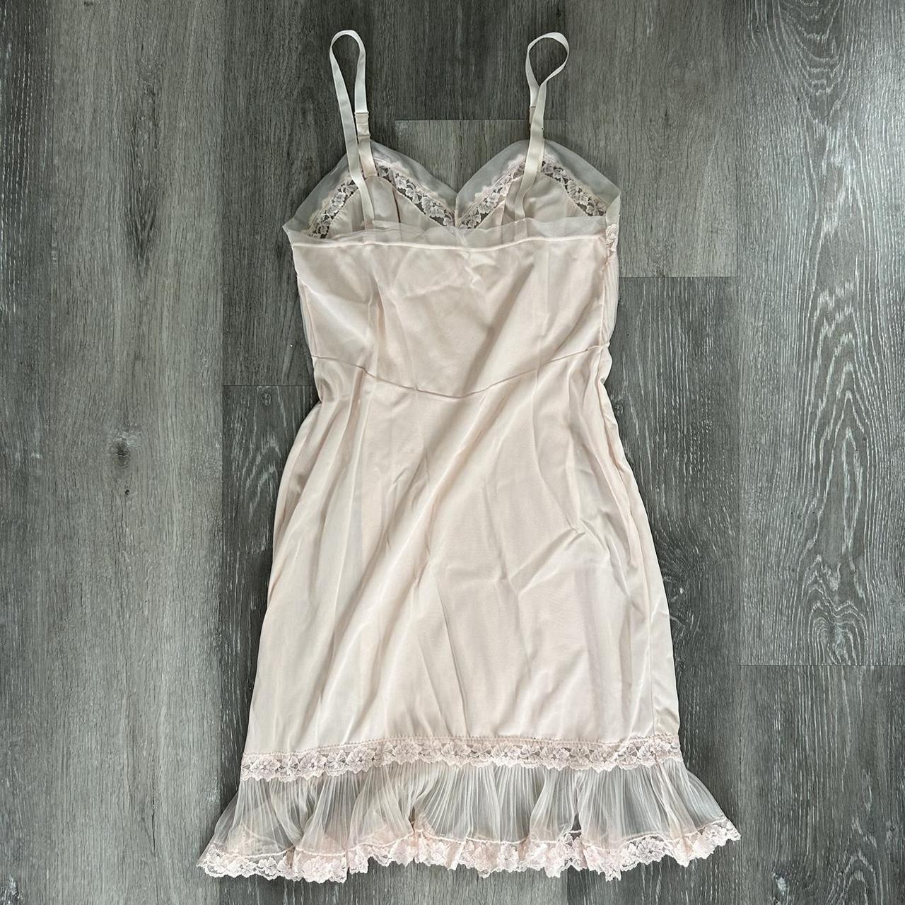 coquette baby pink vintage slip dress free... - Depop