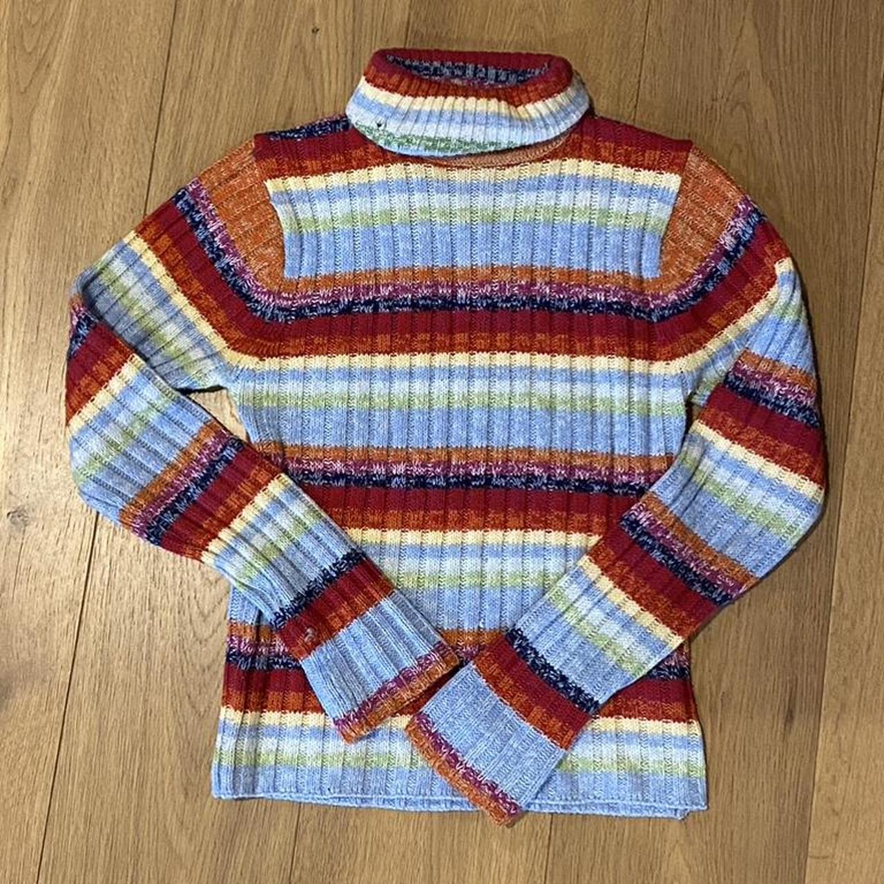 vintage Rave brand rainbow turtleneck :-) fits 8-10.... - Depop