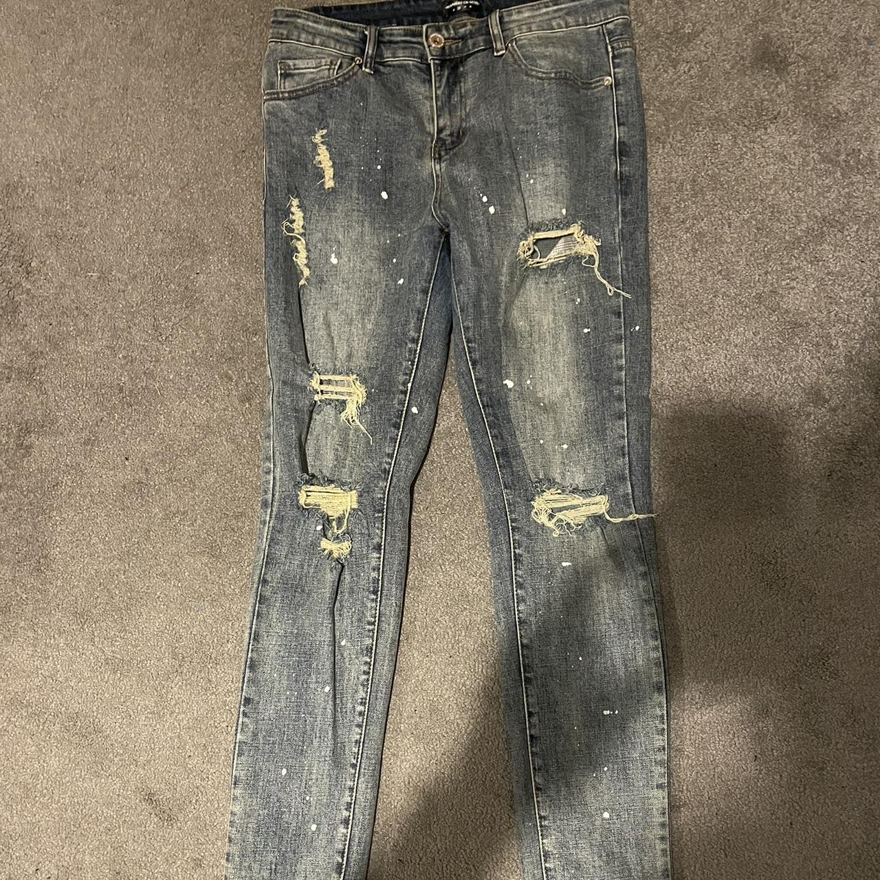 Slim fit maniere de voir jeans Distressed paint... - Depop