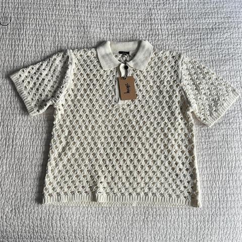 Stussy big mesh polo sweater Small (S) Nice... - Depop