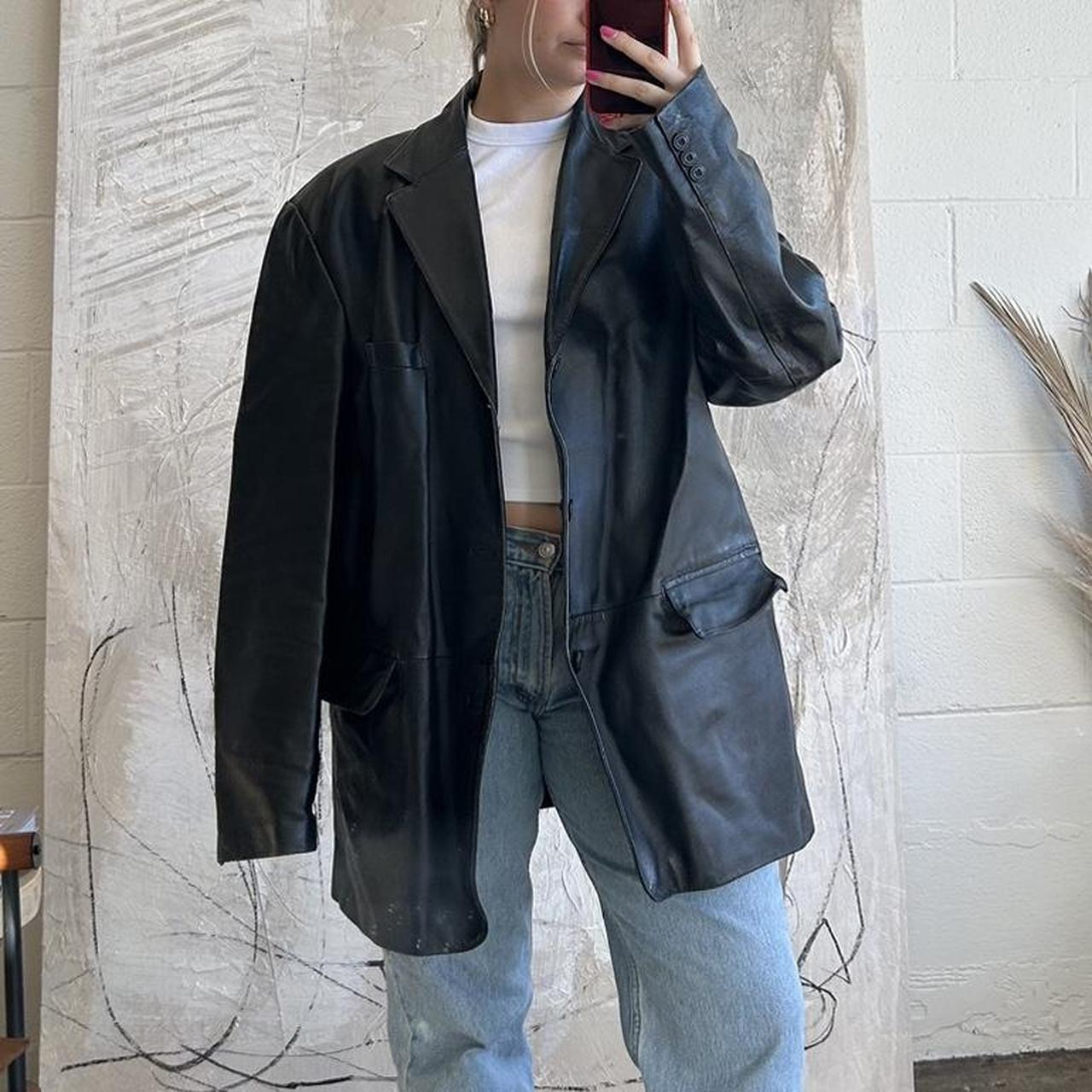 Oversized leather blazer. Real leather No flaws Depop