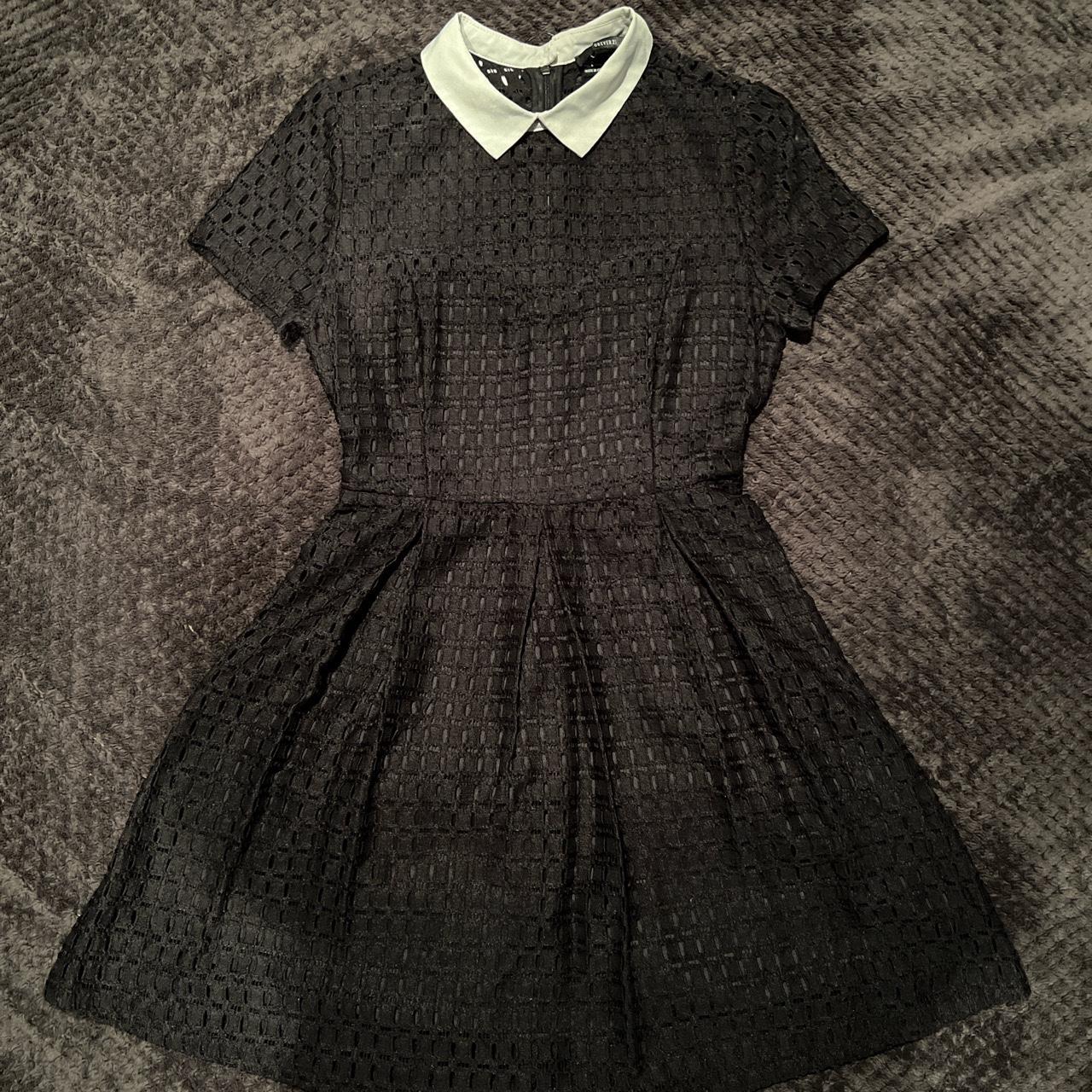 Black babydoll dress with white Peter Pan collar