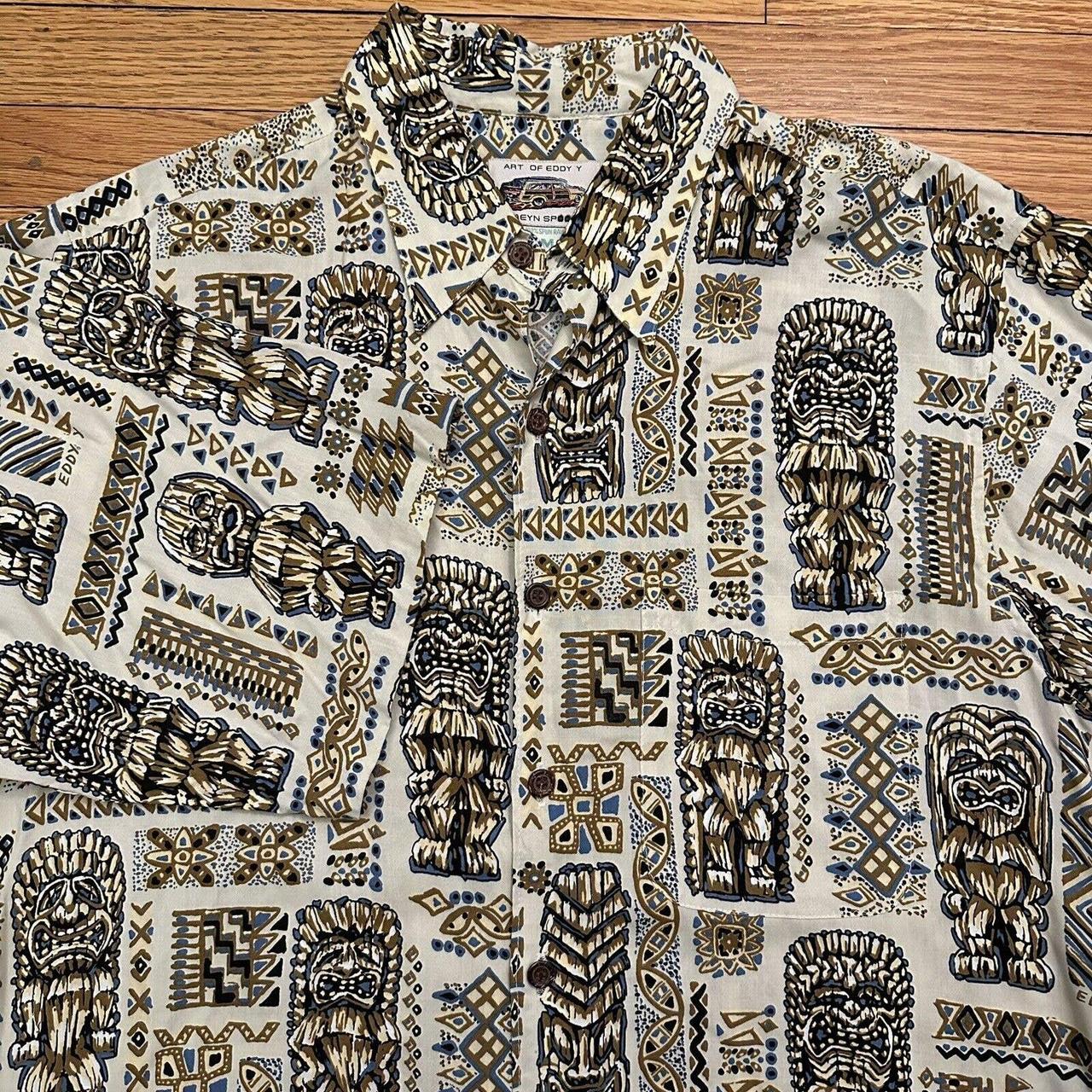 Reyn Spooner Art Of Eddy Y Tiki Nomad Rayon Hawaiian... - Depop