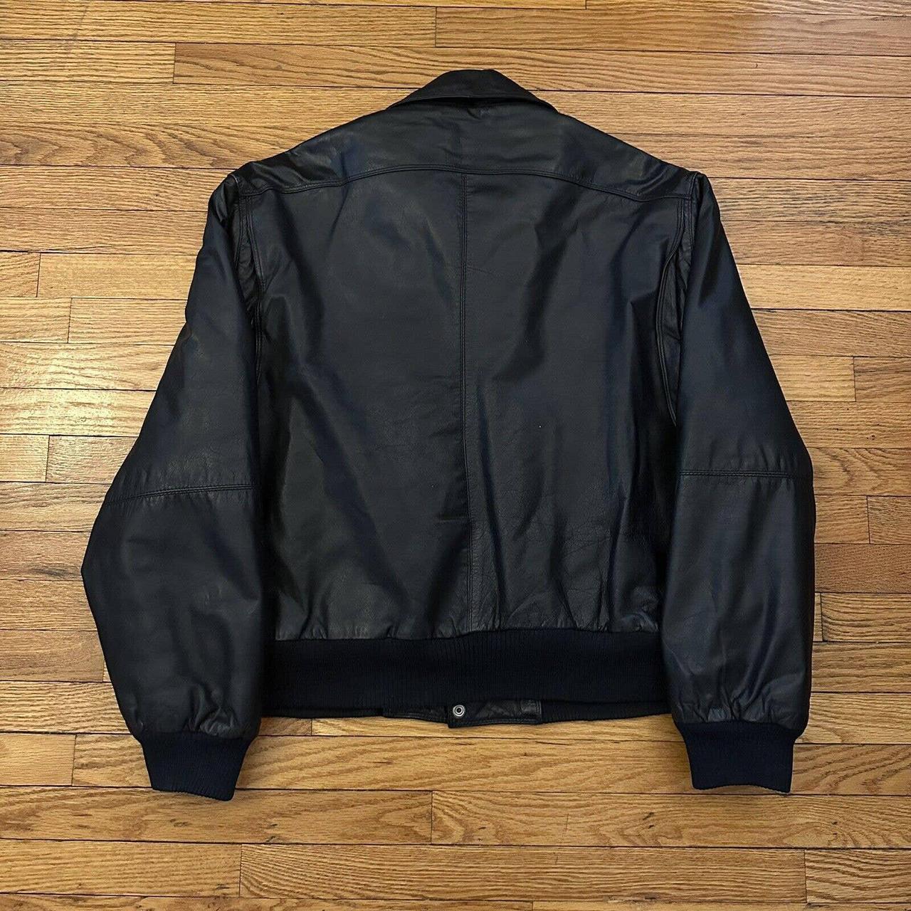 Vintage Members Only Black Leather Bomber Flight... - Depop