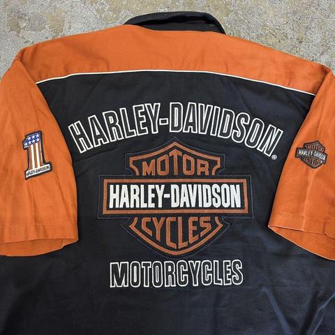 Vintage Harley Davidson Button Up Work Shirt fits - Depop