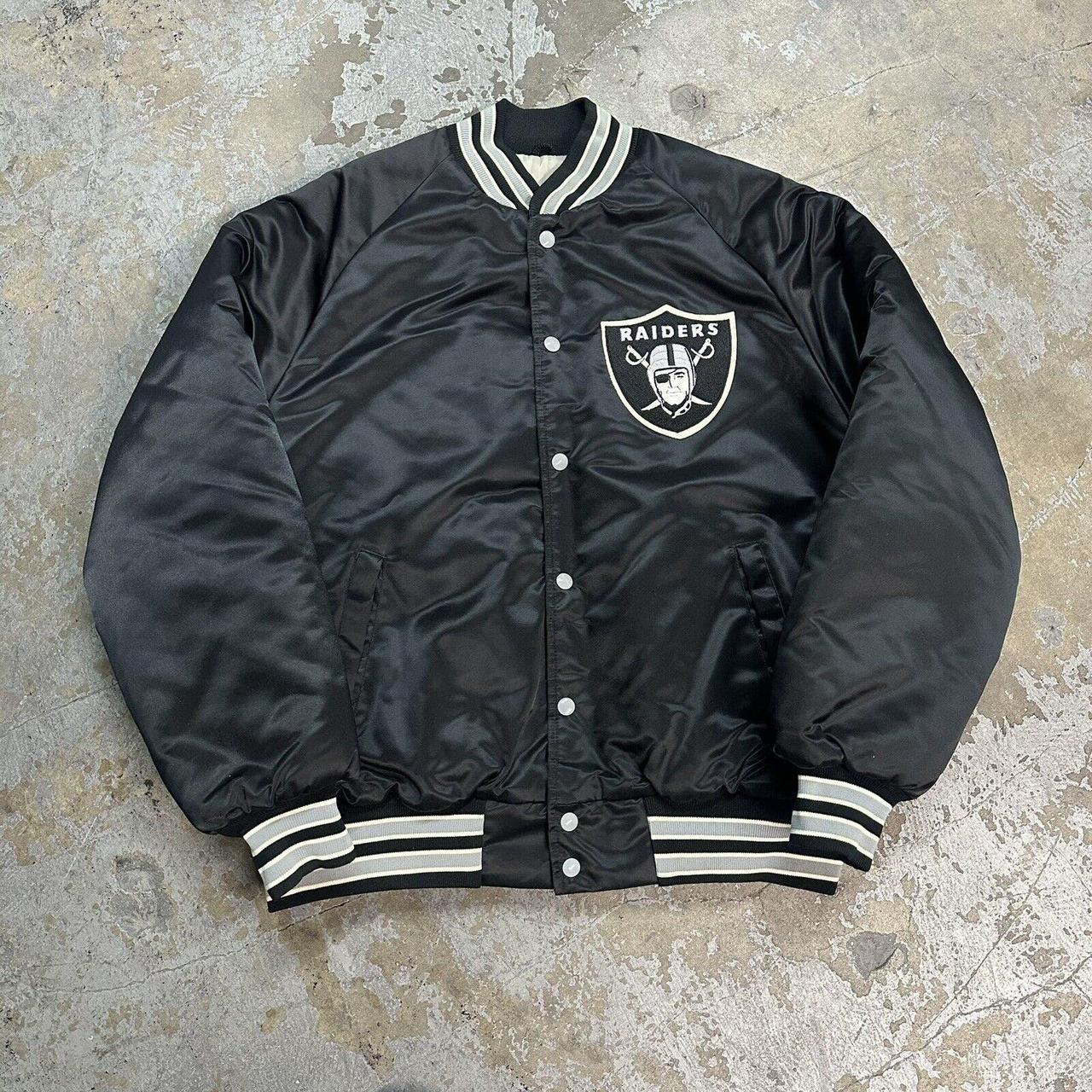 Vintage 80s 90s NFL Raiders Wool Leather Sleeve DeLong