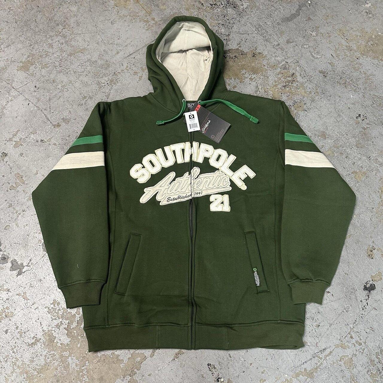 NWT Vintage Y2K Southpole Green Zip Up Hoodie XL NEW | Depop