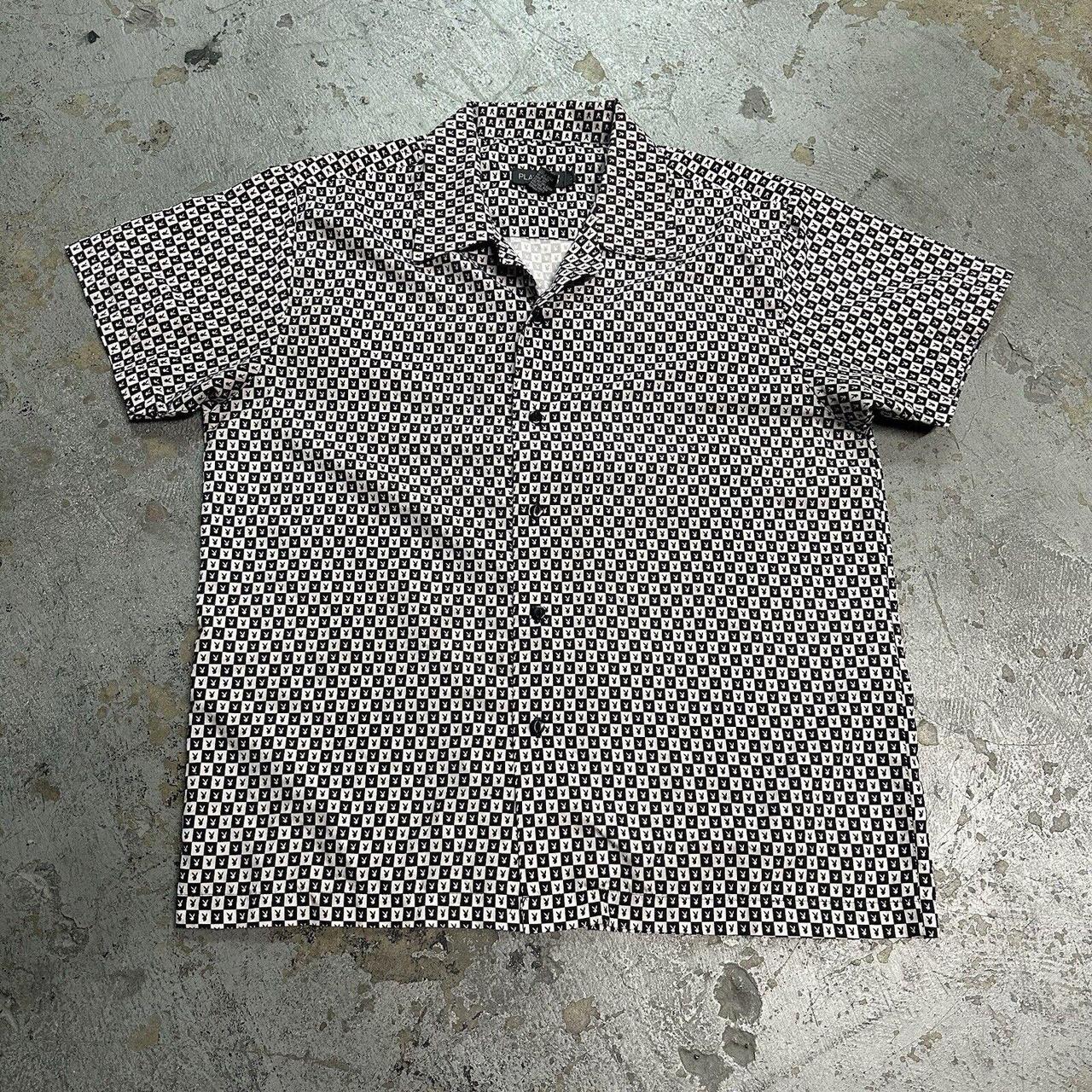 Vintage 90s Y2K Playboy Bunny Short Sleeve Button Up | Depop