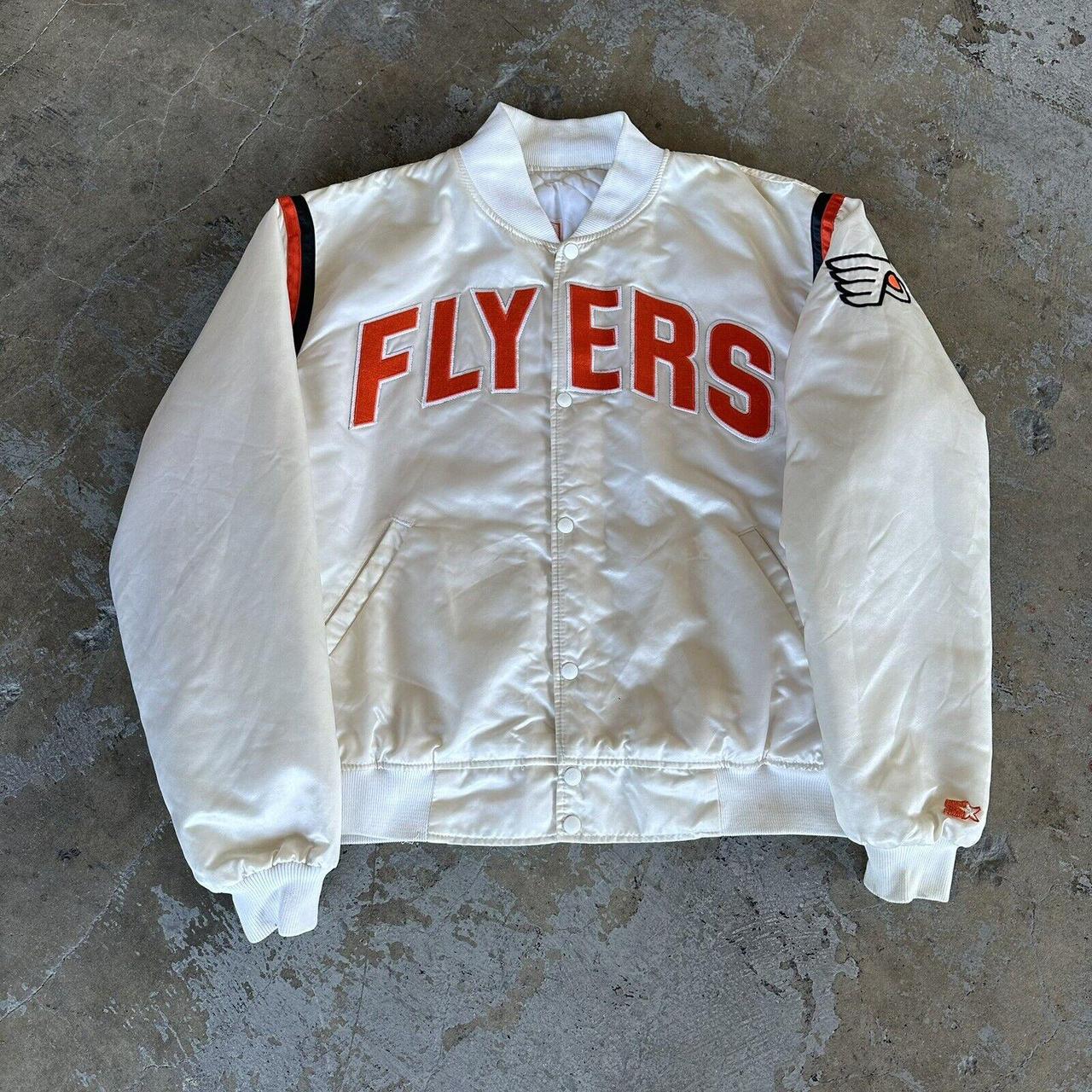 Vintage Starter Philadelphia Flyers White Bomber... - Depop