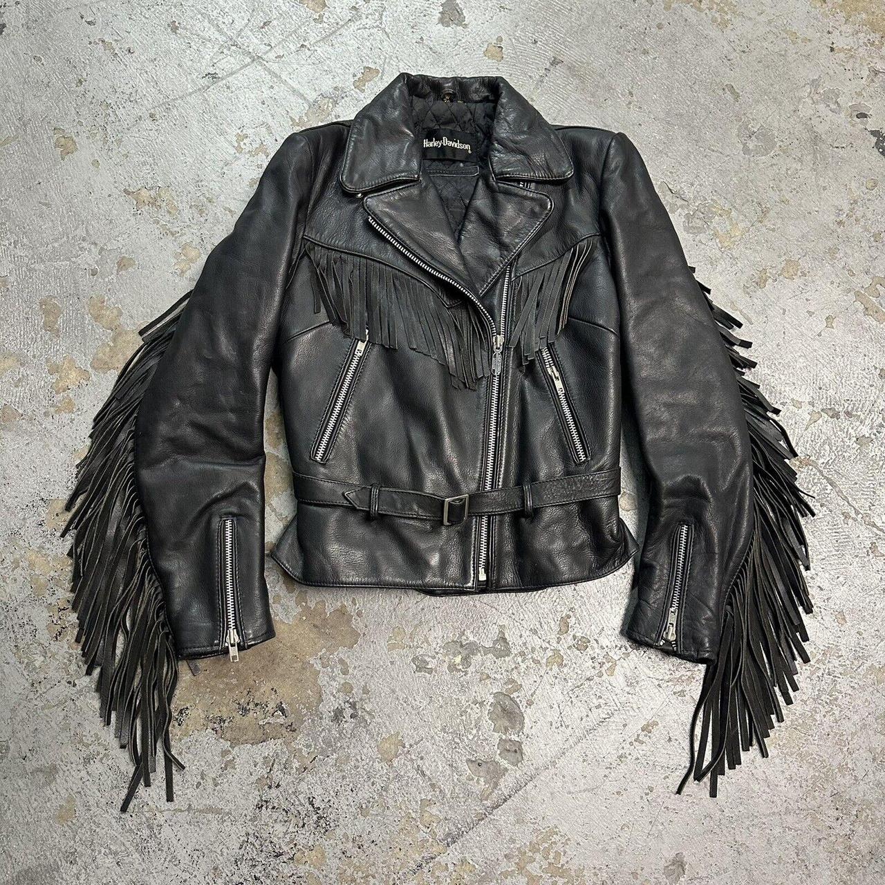 Harley davidson womens leather jacket with fringe hotsell