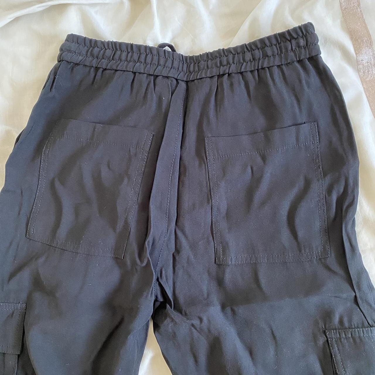 ZARA BLACK LINEN CARGOS (Size XS) trendy & comfy... - Depop