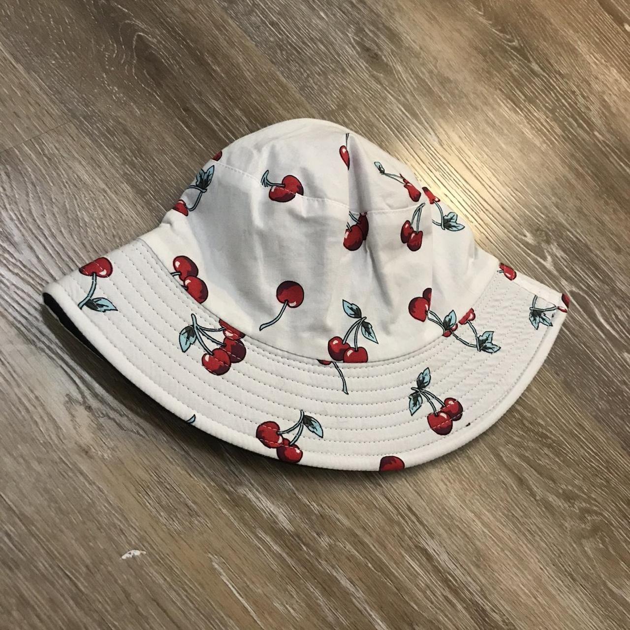 White and red cherry bucket hat Only worn a couple... - Depop