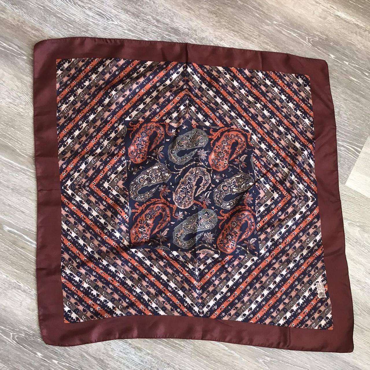 Burnt orange vintage silk scarf with koi fish... Depop