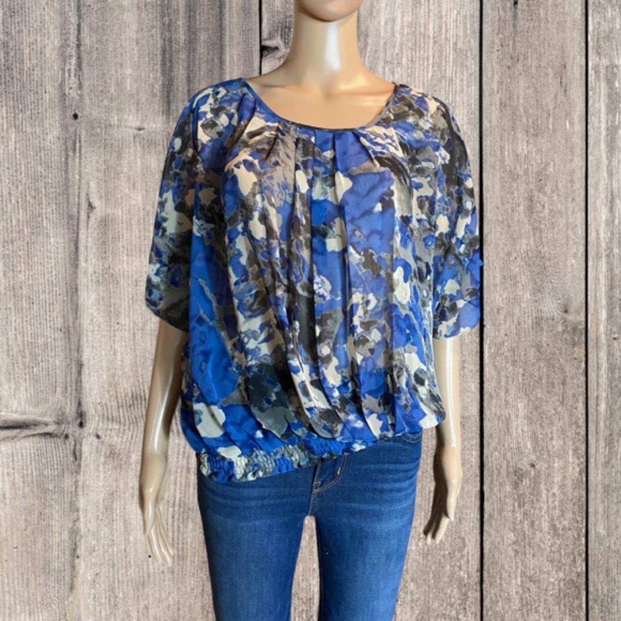 Pleione Watercolor Batwing Blouse Blue Small Brand:... - Depop