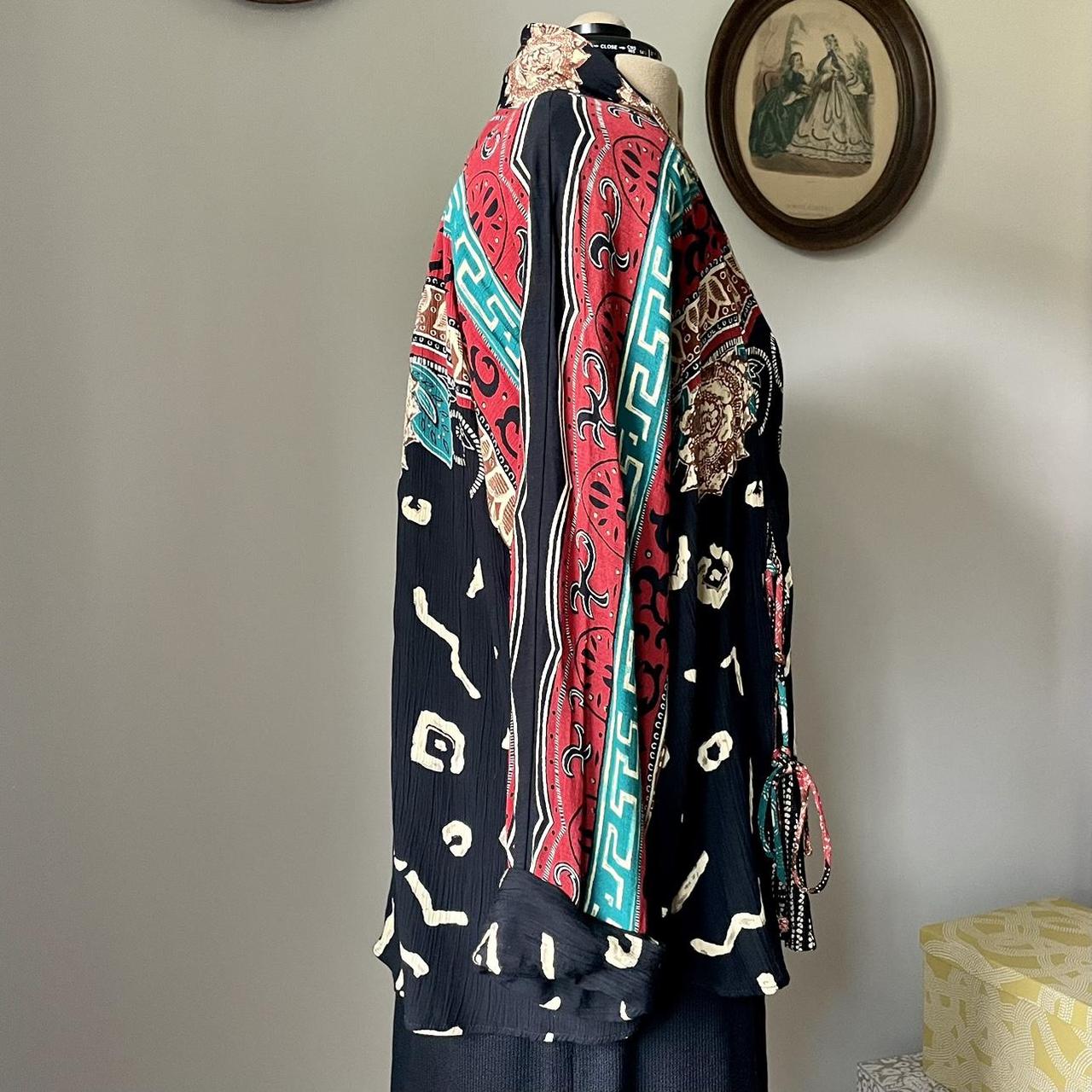 Funky gauze cardigan with bold abstract prints and... Depop