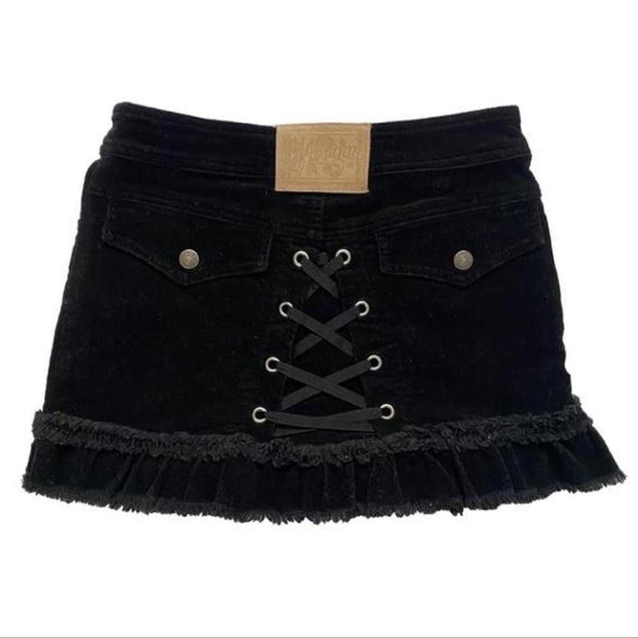 Corset lace up black corduroy mini skirt Fits waist... - Depop