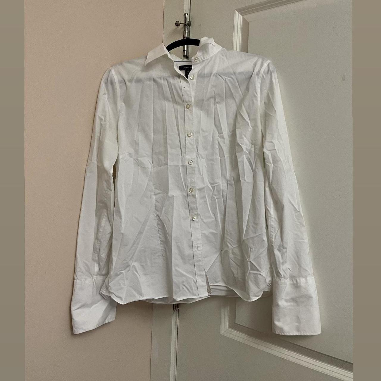 Lands' End Women's White Blouse | Depop