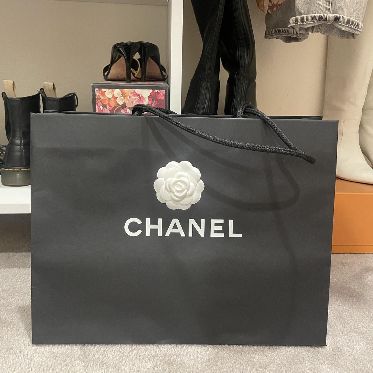 Chanel large shopping bag with camellia and ribbon Depop