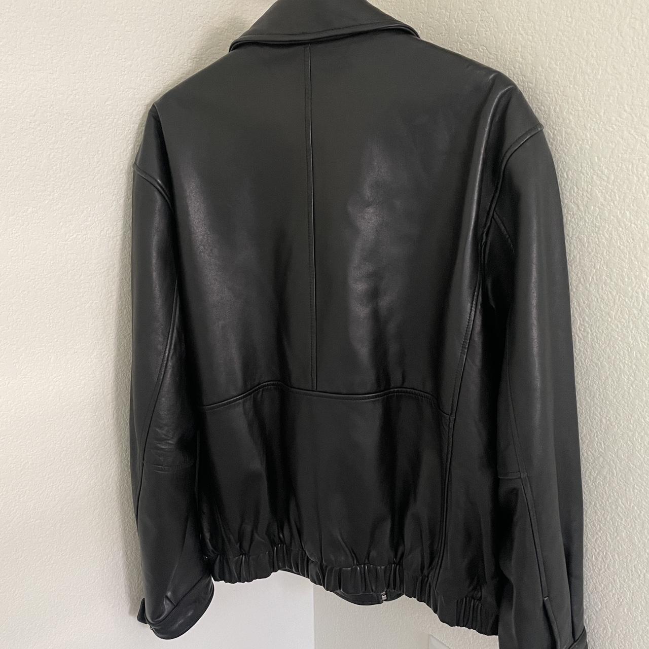 Roundtree&Yorke mens lamb skin leather black bomber... - Depop