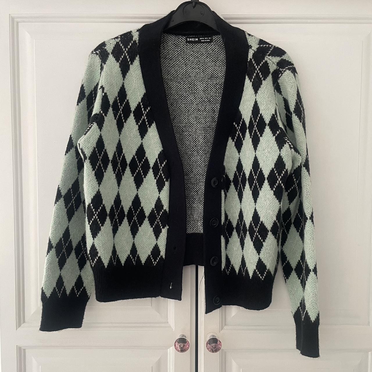 Shein green and black cardigan Argyle