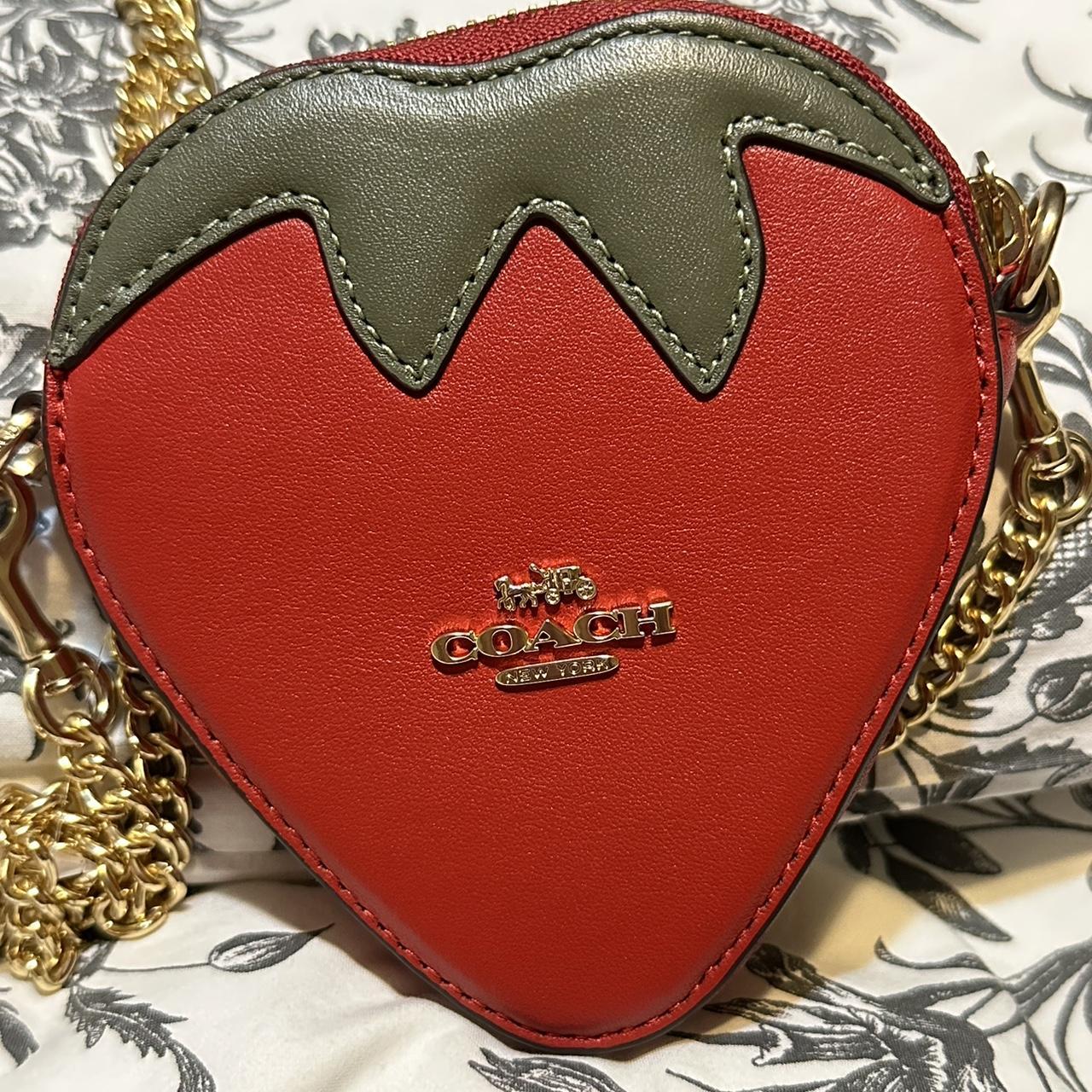 NWT Coach Strawberry Coin Case Bag - Depop