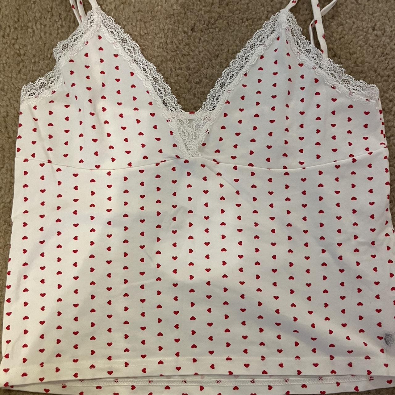 brandy melville heart amara v neck tank top Depop