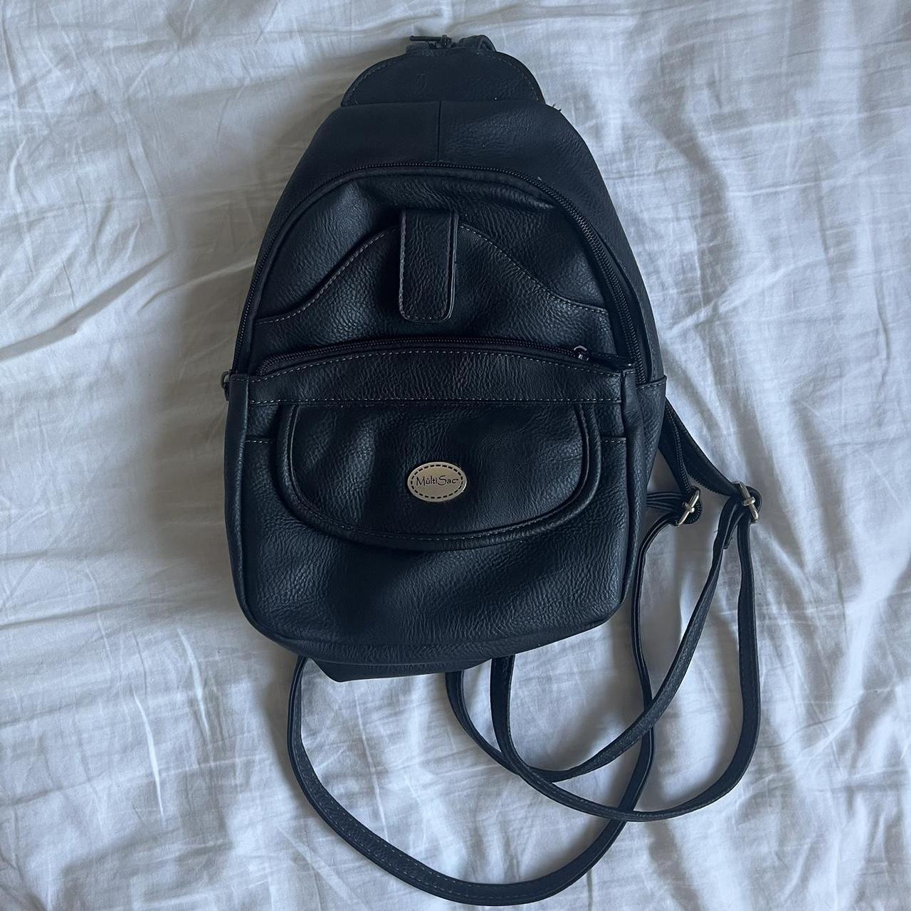 Vintage Faux Leather Mini Backpack - great - Depop