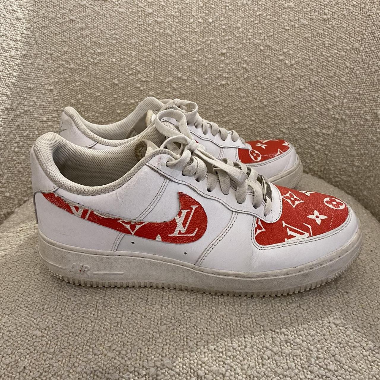 Customized Nike Air Force 1's with a Louis Vuitton - Depop