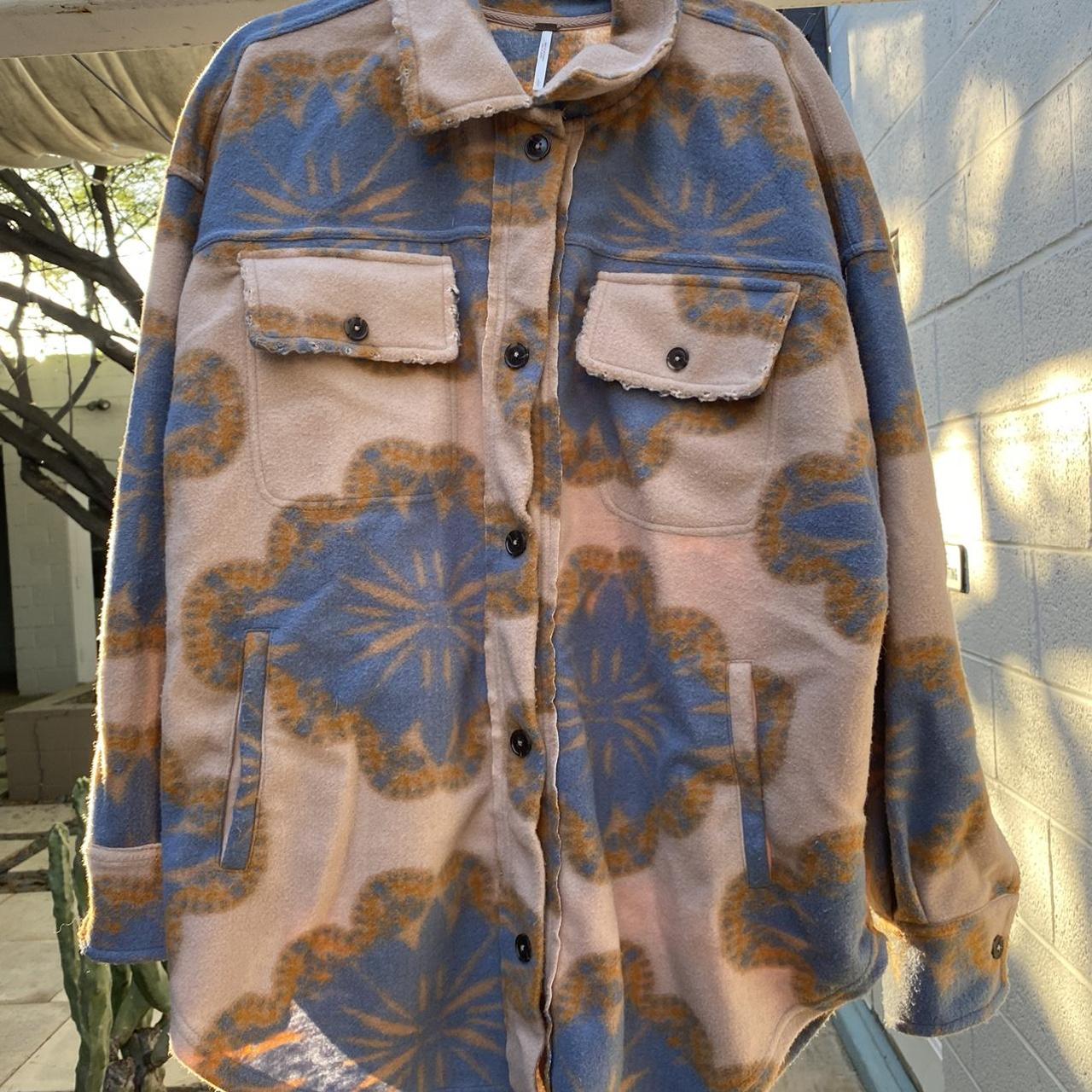 Free People Women's Tan and Blue Jacket