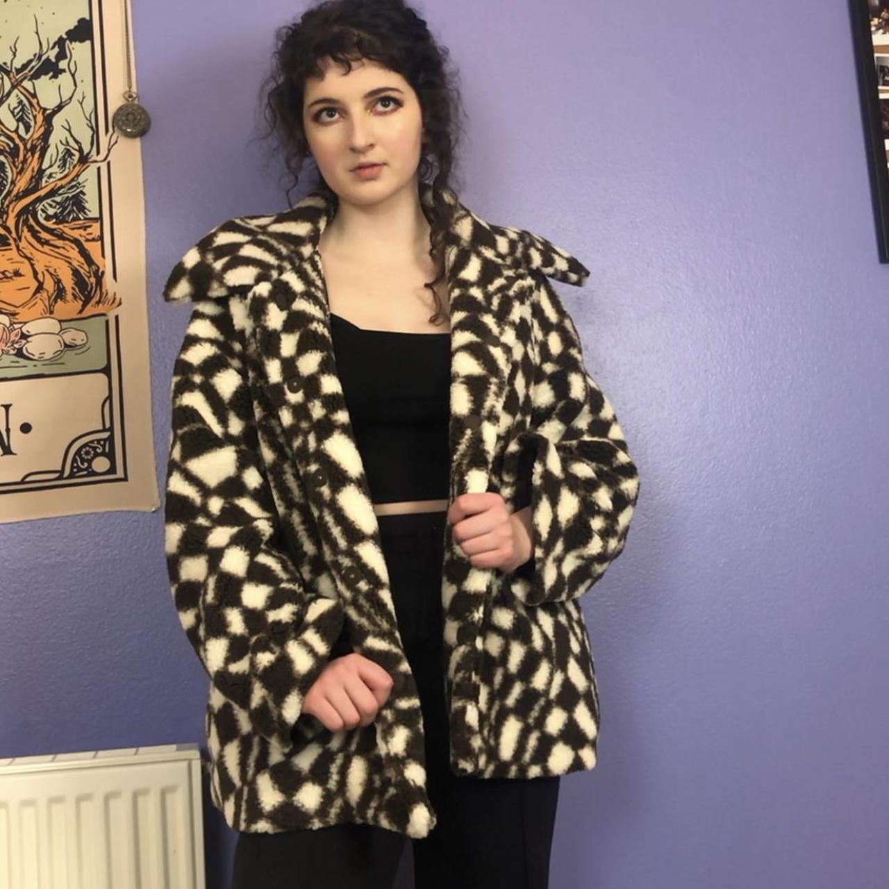 Envii Borg Jacket In Abstract Check teddy Depop