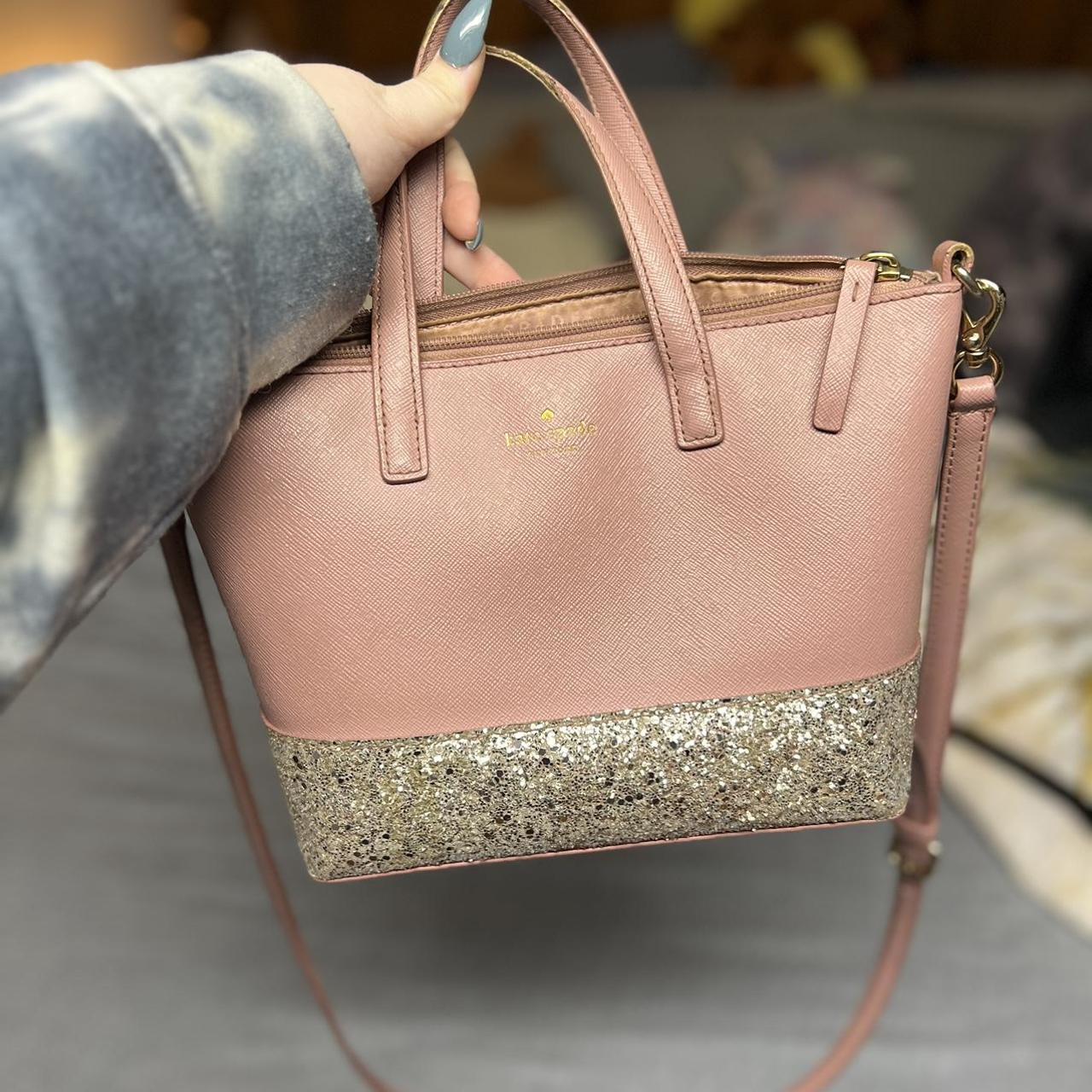 Kate Spade New York Pink Saffiano & Glitter Leather Tote Bag NWOT | Leather  tote bag, Leather tote, Kate spade new york