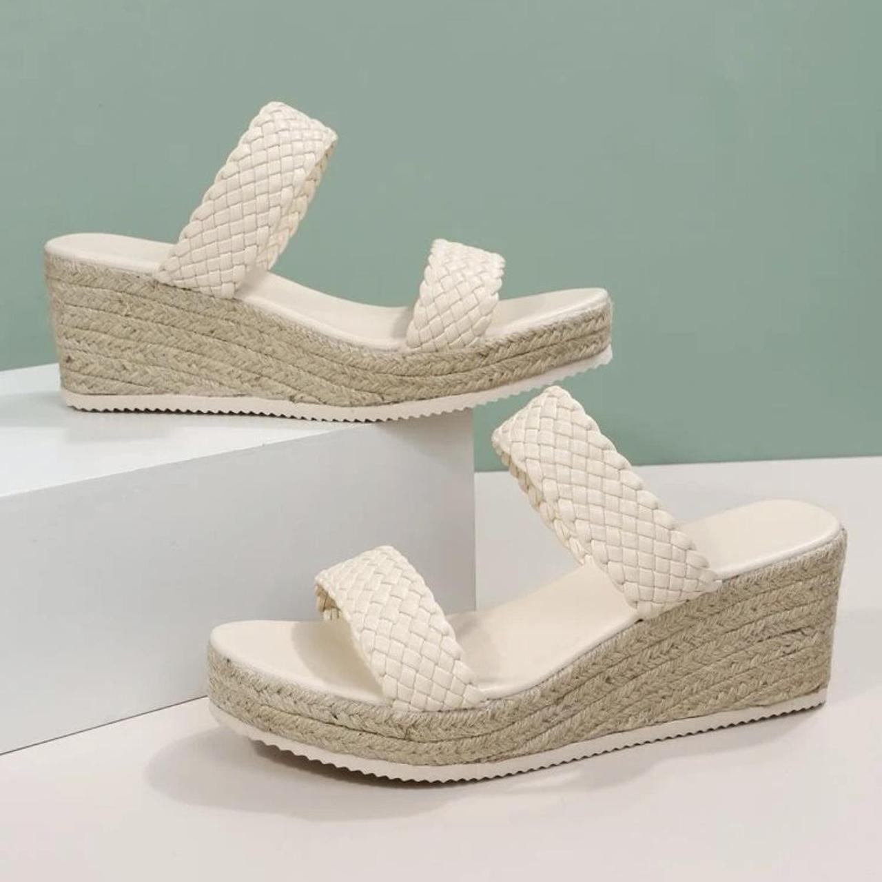 Minimalist Braided Espadrille Wedge Slide Sandals Depop