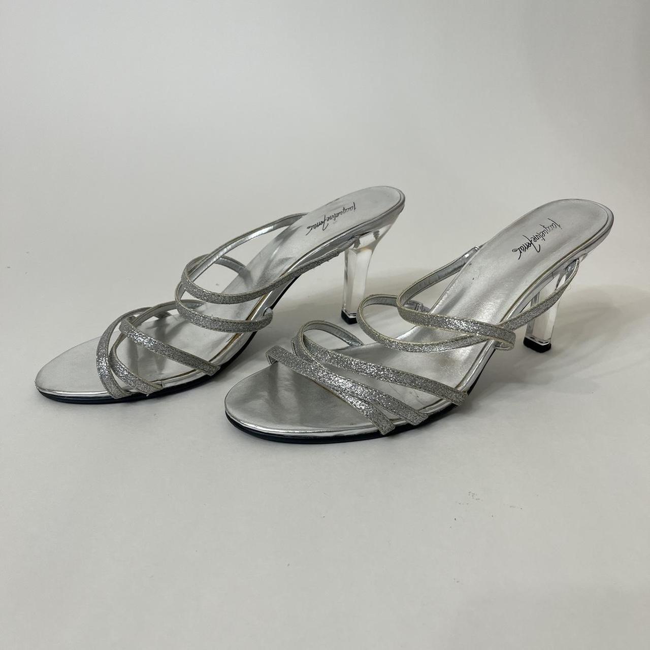 Silver glitter best sale sole clear heels