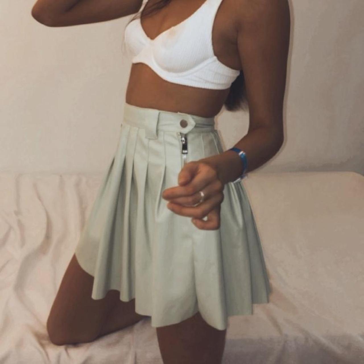 Bershka green leather skirt best sale