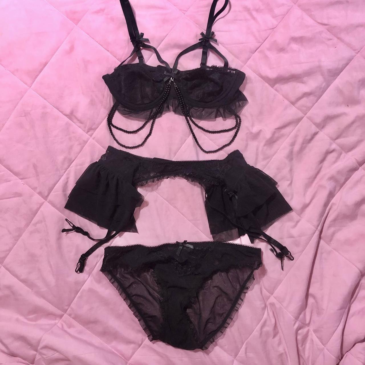 dolls kill killstar rosetta boudoir pearl set, bra... Depop