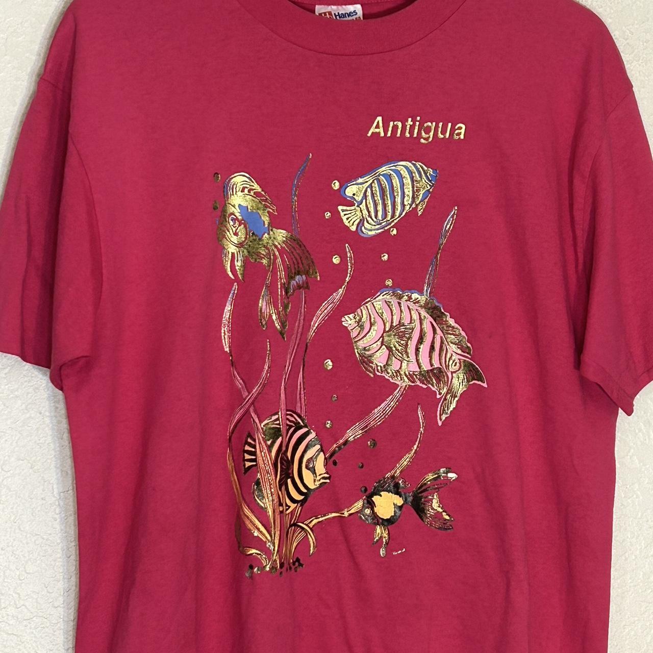 Vintage 90s Fish colorful t shirt. Antigua island - Depop