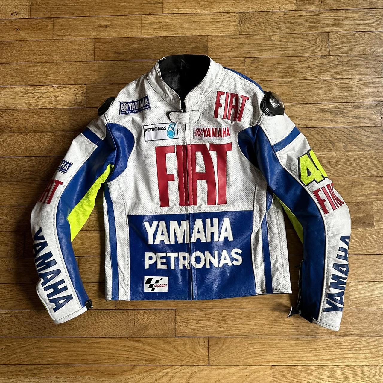 Yamaha Men's Leather Jacket White/Blue M – Vtg Valentino Rossi