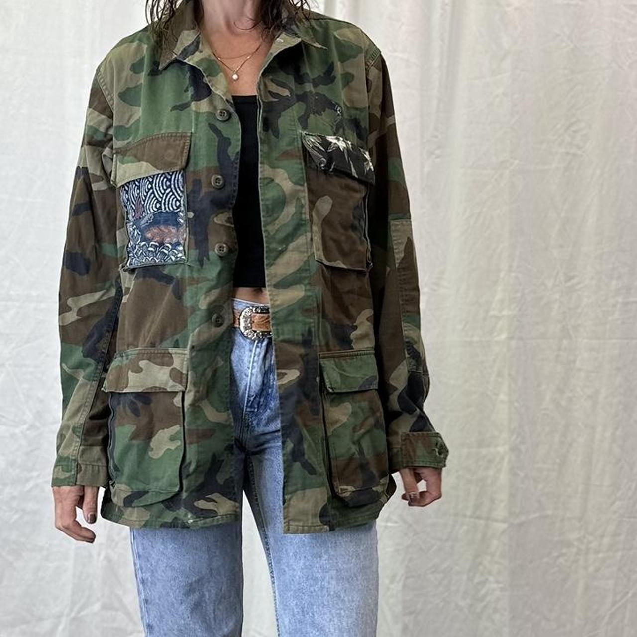 Upcycled Camo Jacket With Patches / Reworked Vintage Military