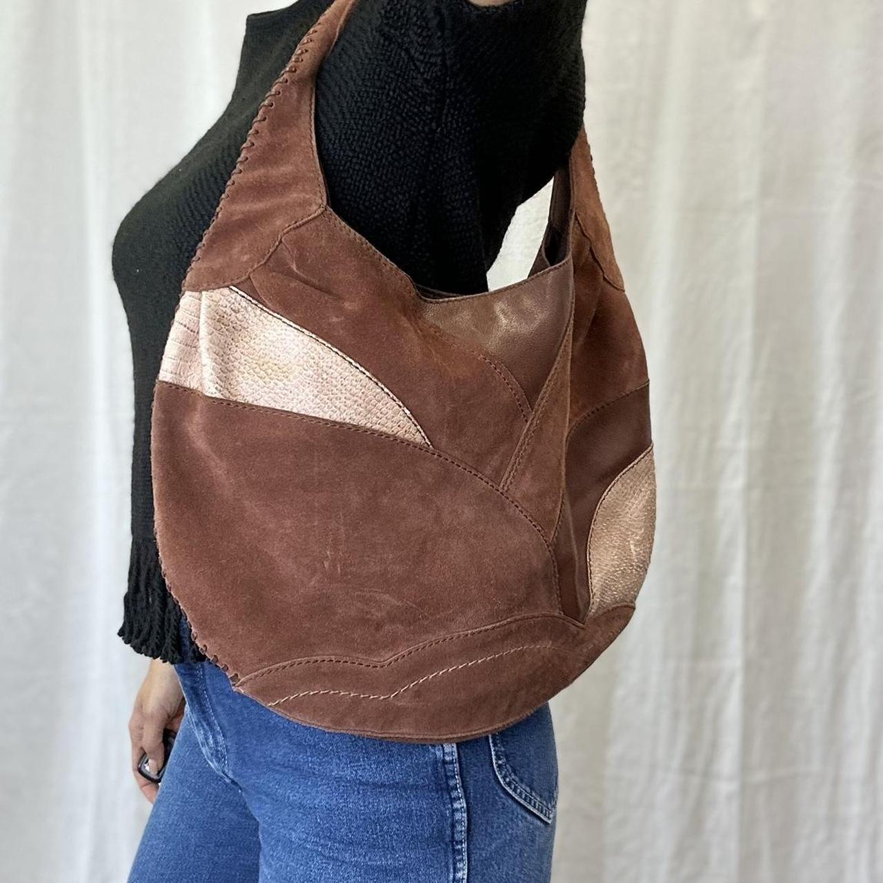 LUCKY BRAND BROWN BEIGE SUEDE LEATHER PATCHWORK HOBO Depop