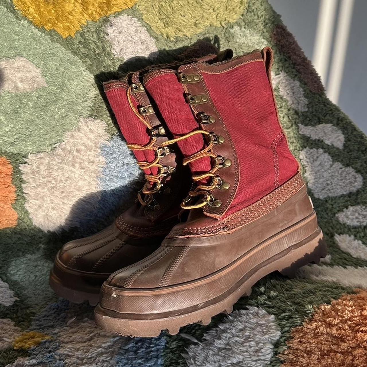 Duluth Trading red brown leather/ canvas Depop